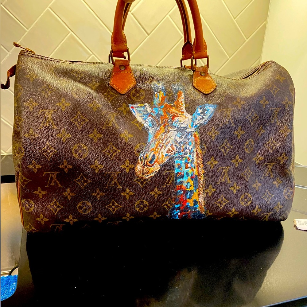 Authentic Louis Vuitton Custom Hand Painted Bag “Giraffed”